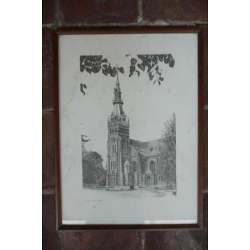 ingelijste prent Grote Kerk Apeldoorn 1977