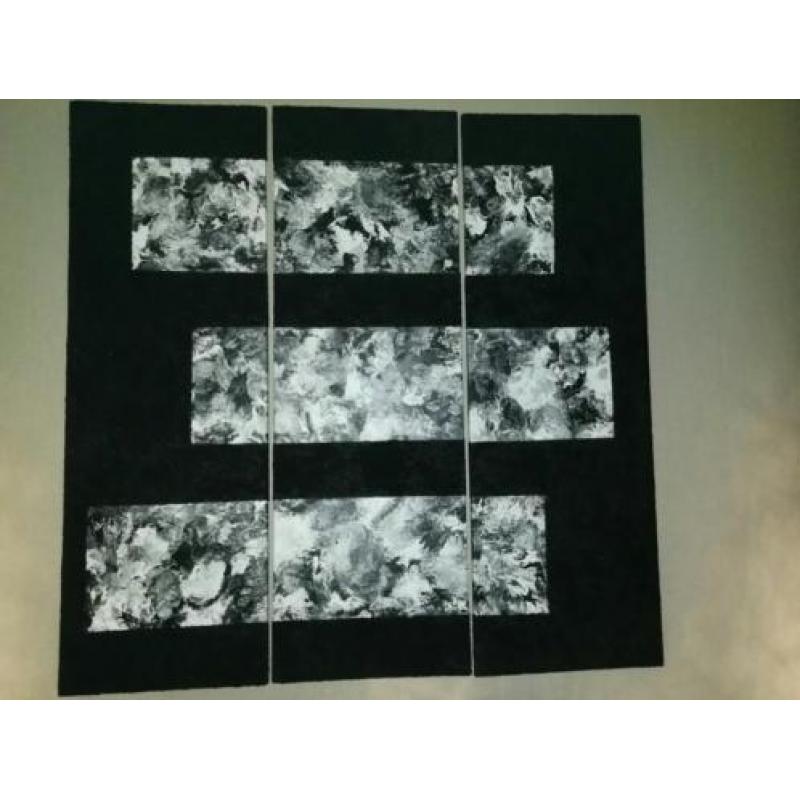 Grote 3 Luik zwart wit abstract schilderij