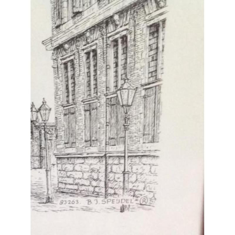 Delft : " mooi ingelijste tekening van de " grote kerk "