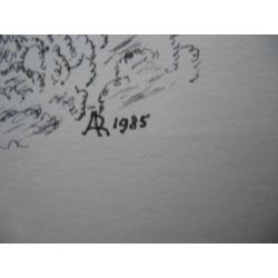 Vintage Ets -Tekening - Kerkrade -Klooster Rolduc- uit 1985