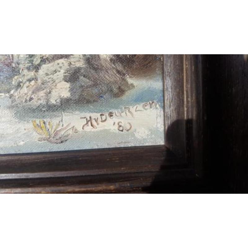 olieverf op doek H.van Deurzen 1980 berglandschapje