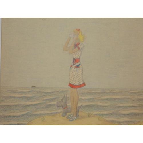 aquarel/tekening van: Mies Smits uit 1944 (3 stuks)