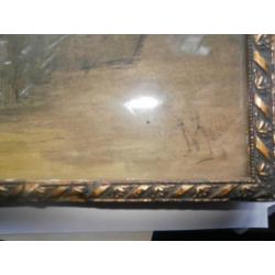 Aquarel van een Oude Vrouw op een trapje, sign Van Zoelen