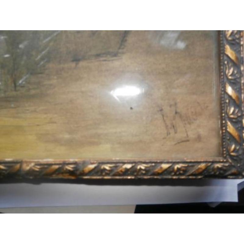 Aquarel van een Oude Vrouw op een trapje, sign Van Zoelen