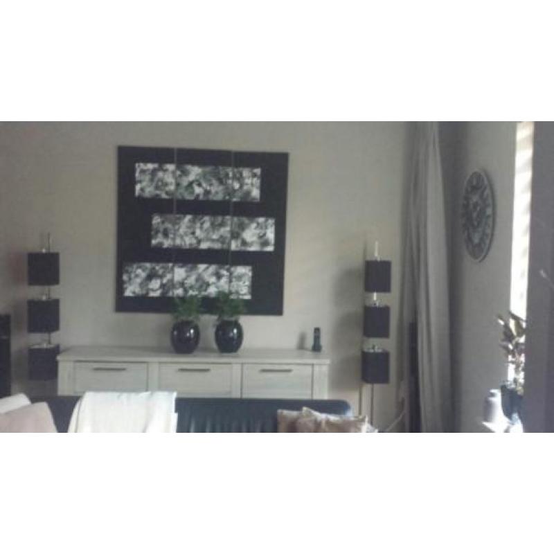 Grote 3 Luik zwart wit abstract schilderij