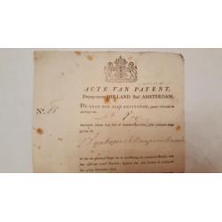 Acte van patent stad Amsterdam nr 65, 1806.Uniek antiek docu