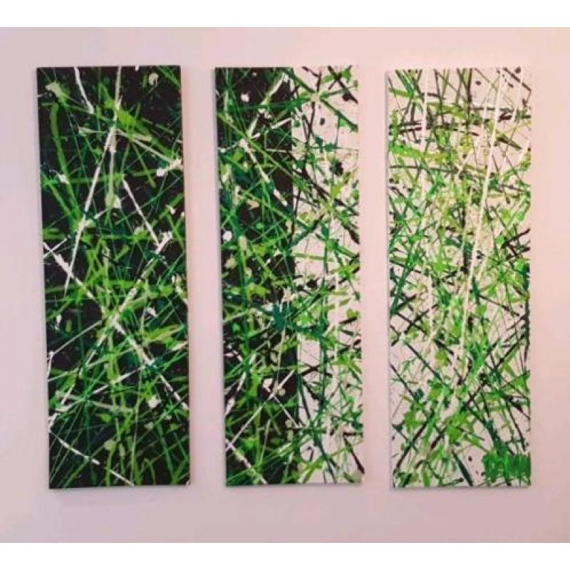 Abstract modern schilderij, 3 luik