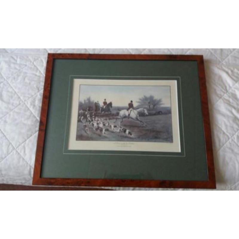 jacht prent paarden met honden