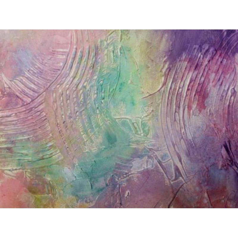 70x100cm Modern kleurrijk schilderij WAAROM??? / vrouw