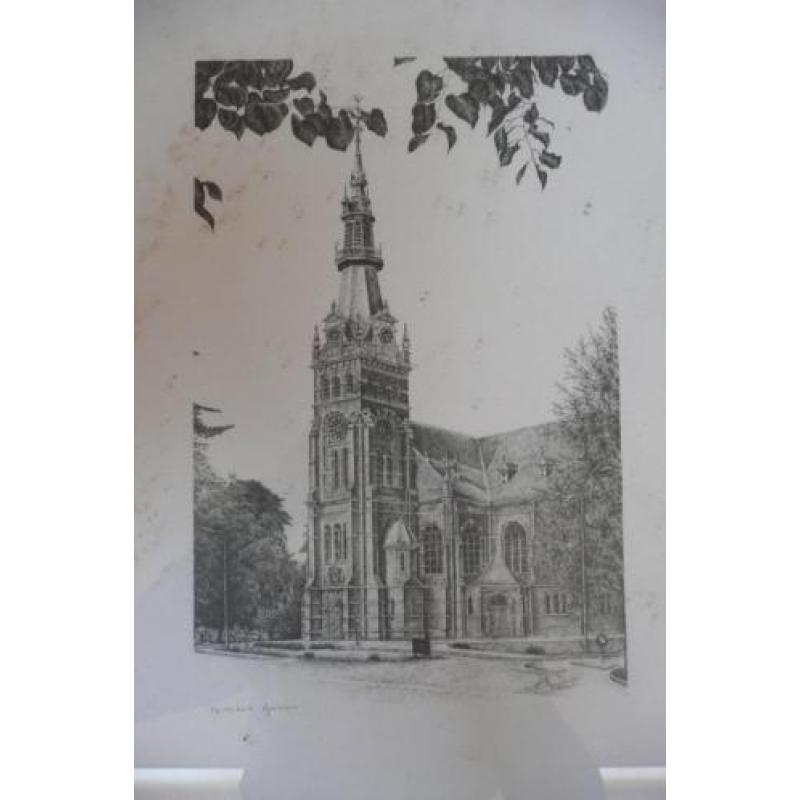 ingelijste prent Grote Kerk Apeldoorn 1977