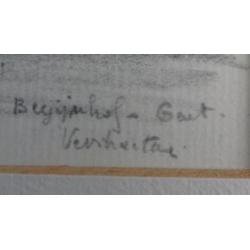 GEMENGDE TECHNIEK * GENT FRAAI HOFJE * Gesigneerd *