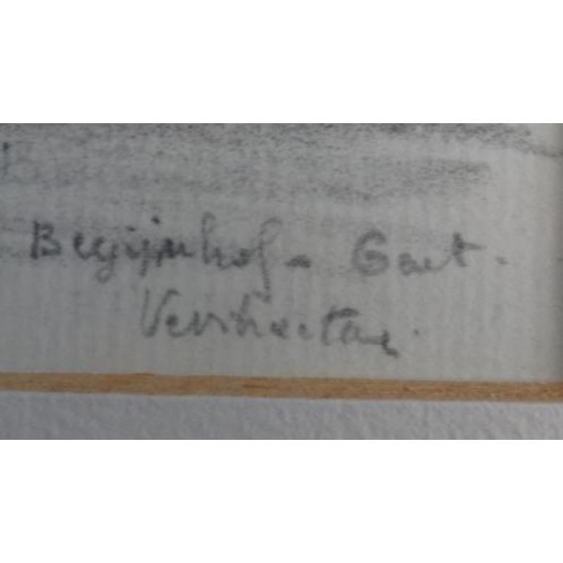 GEMENGDE TECHNIEK * GENT FRAAI HOFJE * Gesigneerd *