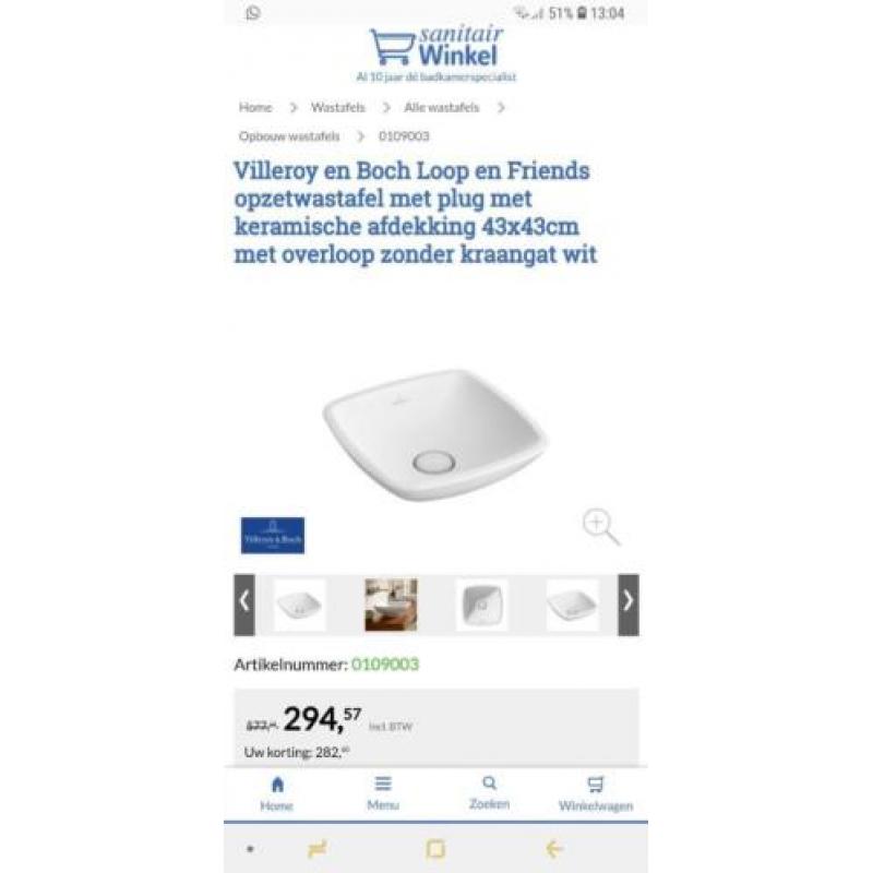 Wastafel Villeroy & Boch wit, 2 stuks