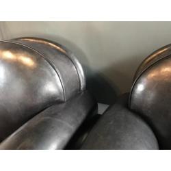 Bart van Bekhoven AD-stijl fauteuils, schapenleer.Izgs! Leer