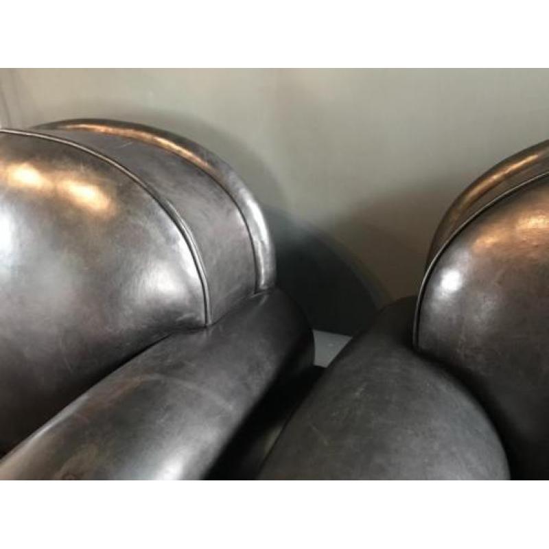 Bart van Bekhoven AD-stijl fauteuils, schapenleer.Izgs! Leer