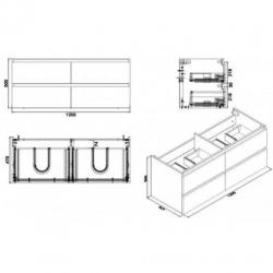 Onderkast Luna 120X47 Hoogglans Grijs (2 Laden)