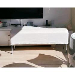 Ikea lange smalle hocker poef creme wit met hoes