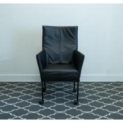 12 Originele Montis Chaplin stoelen - zwart leder, als nieuw