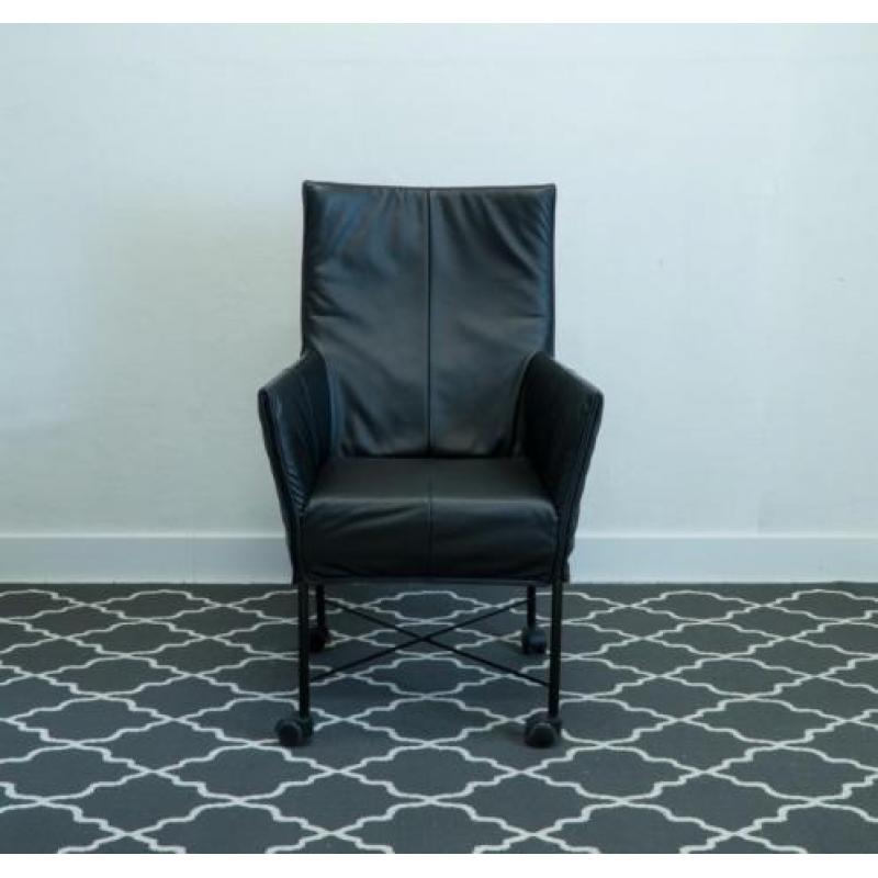 12 Originele Montis Chaplin stoelen - zwart leder, als nieuw