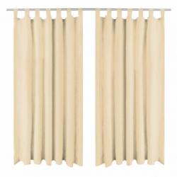vidaXL Micro-satijnen gordijnen met lussen 140x225 cm beige