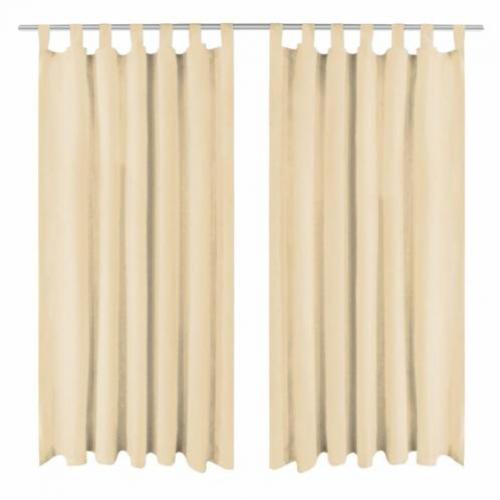 vidaXL Micro-satijnen gordijnen met lussen 140x225 cm beige