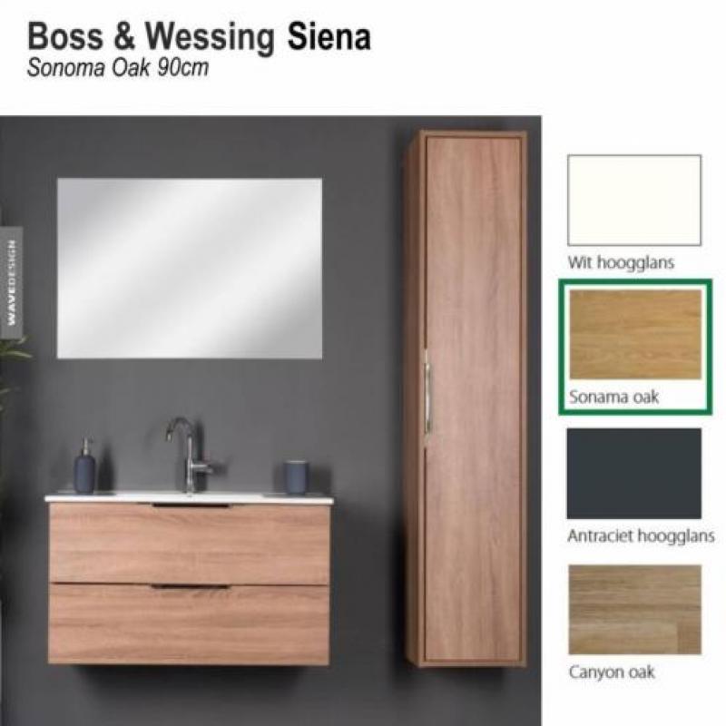 Badmeubel Siena 90cm Sonoma Oak Softclose (Verschillende ...