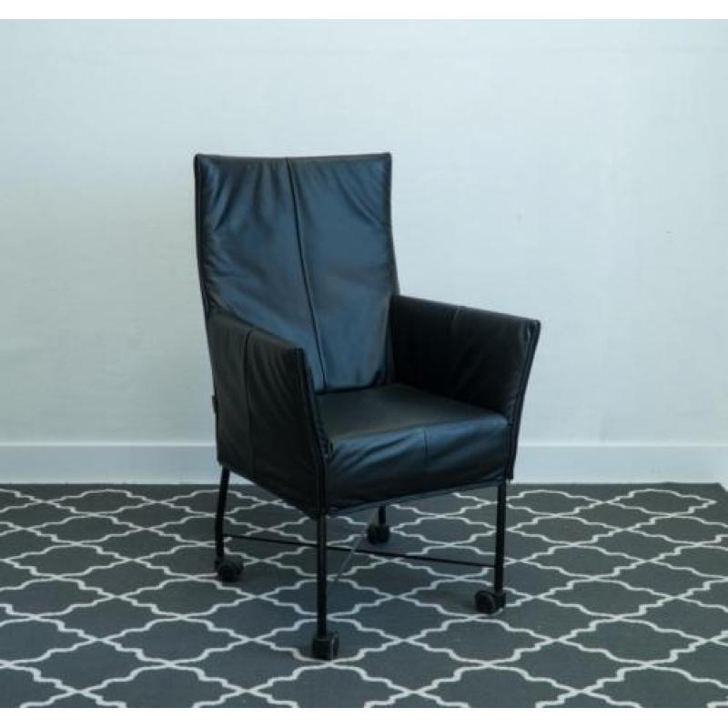 12 Originele Montis Chaplin stoelen - zwart leder, als nieuw