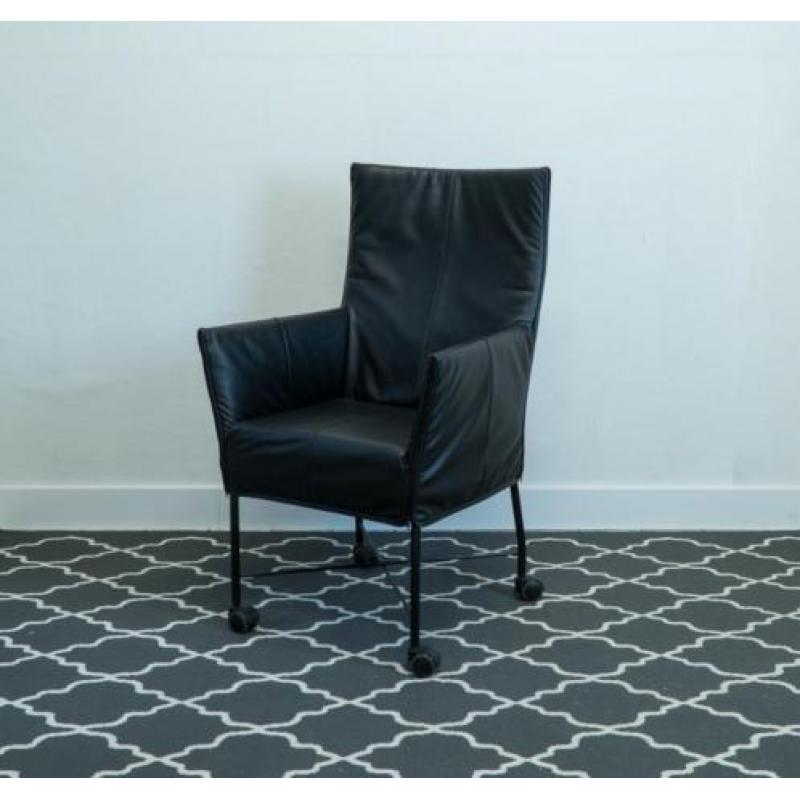 12 Originele Montis Chaplin stoelen - zwart leder, als nieuw