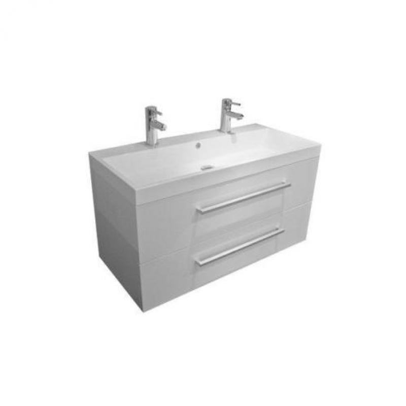 Saniclass Rome badmeubel 100cm hoogglans wit 2 kraangaten