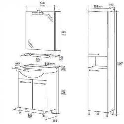 Complete badkamermeubel set Emma 52cm incl Spiegel / verl...