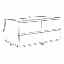 Wiesbaden Vision onderkast dubbel+4 laden 120x46 wit