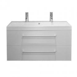 Saniclass Rome badmeubel 100cm hoogglans wit 2 kraangaten