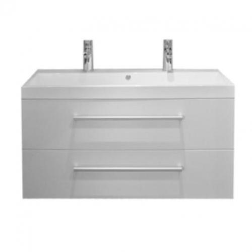Saniclass Rome badmeubel 100cm hoogglans wit 2 kraangaten