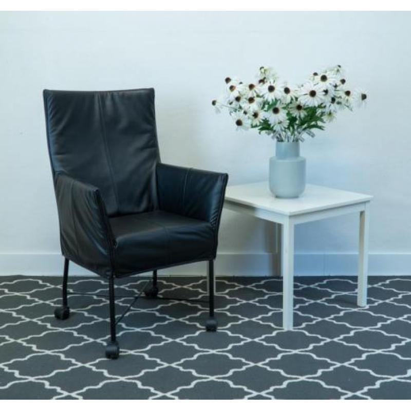 12 Originele Montis Chaplin stoelen - zwart leder, als nieuw