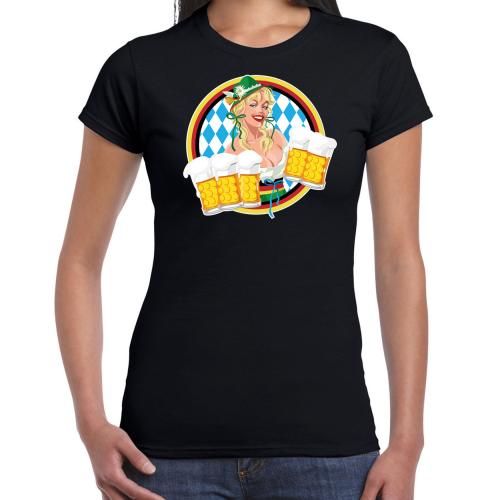 Oktoberfest verkleed t-shirt voor dames - Duits bierfeest kostuum/kleding - zwart