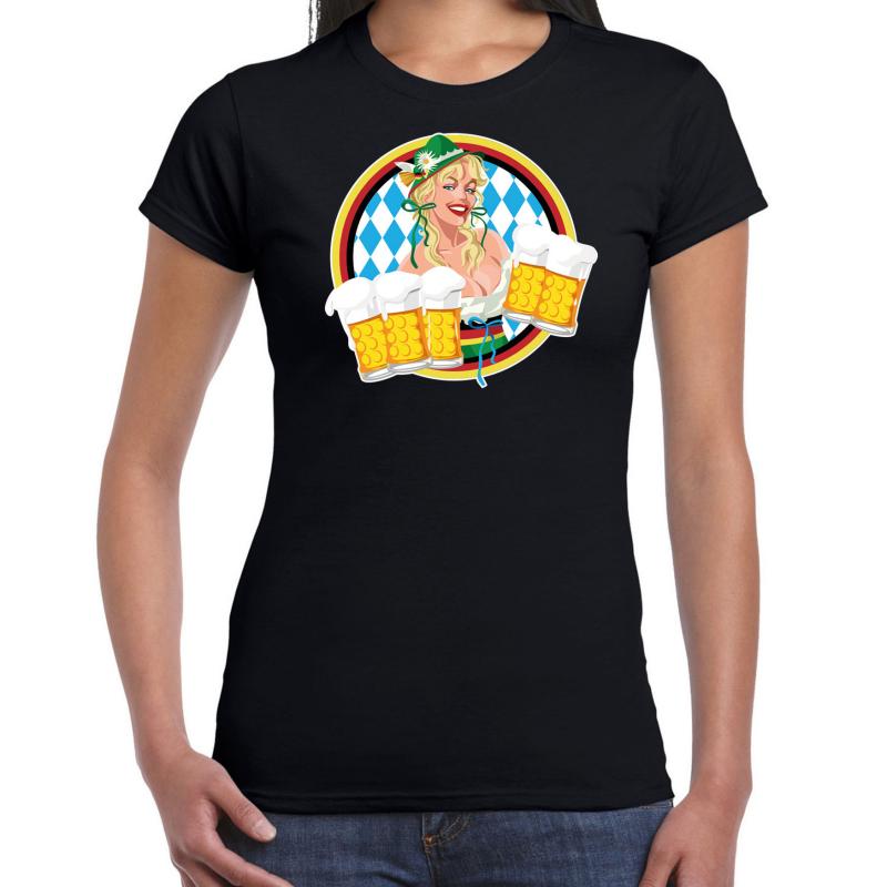 Oktoberfest verkleed t-shirt voor dames - Duits bierfeest kostuum/kleding - zwart